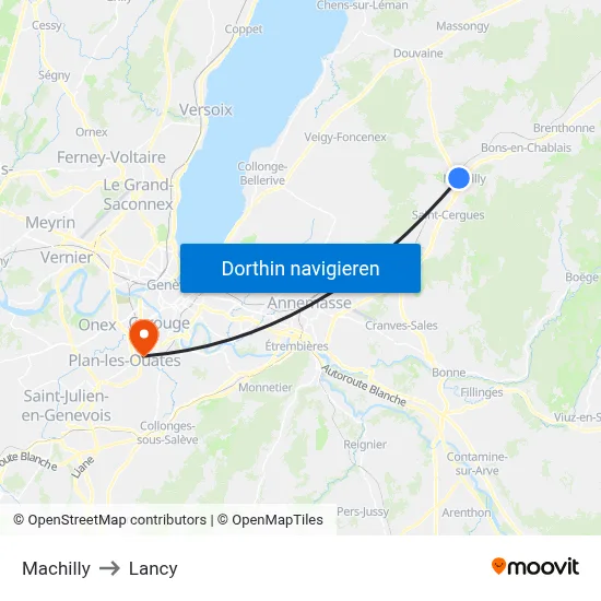 Machilly to Lancy map