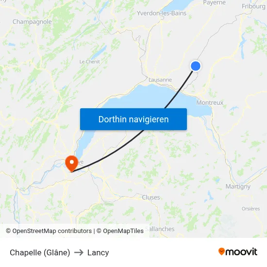 Chapelle (Glâne) to Lancy map