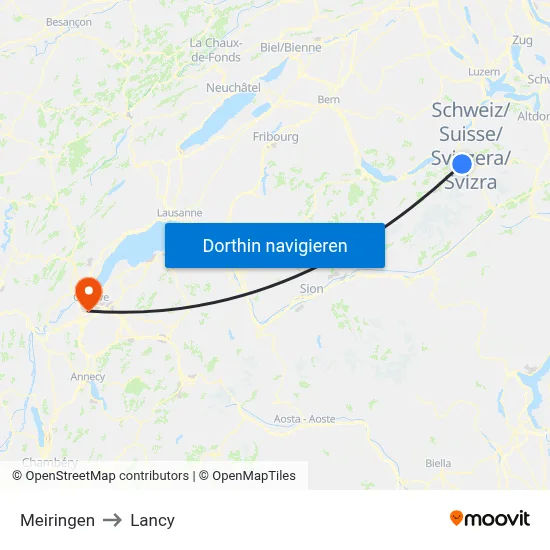 Meiringen to Lancy map