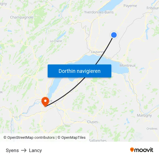 Syens to Lancy map