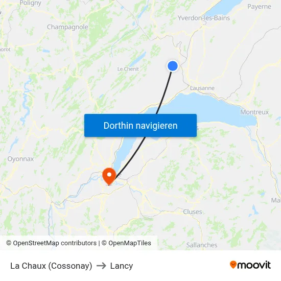 La Chaux (Cossonay) to Lancy map