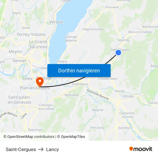 Saint-Cergues to Lancy map