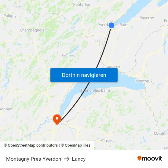 Montagny-Près-Yverdon to Lancy map