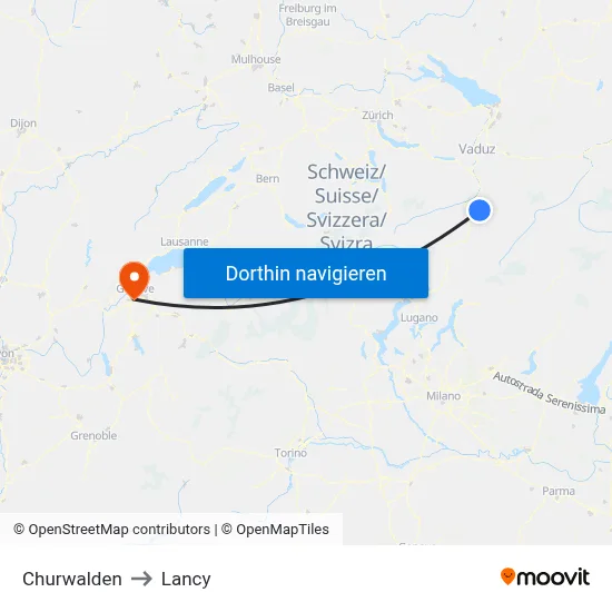 Churwalden to Lancy map