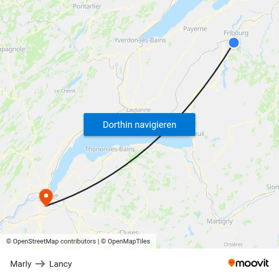 Marly to Lancy map