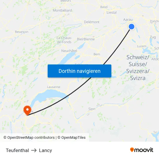 Teufenthal to Lancy map