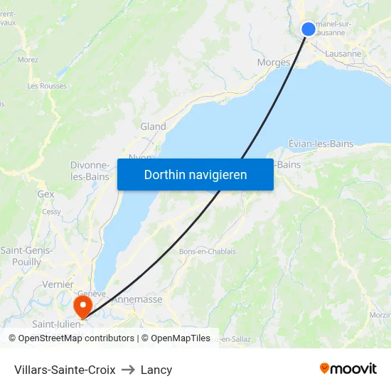 Villars-Sainte-Croix to Lancy map