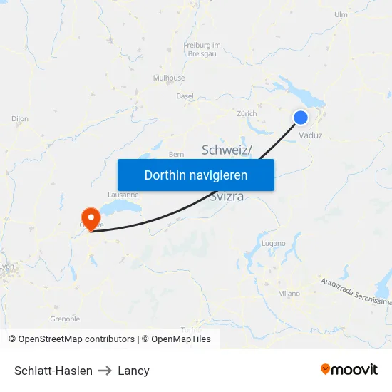 Schlatt-Haslen to Lancy map