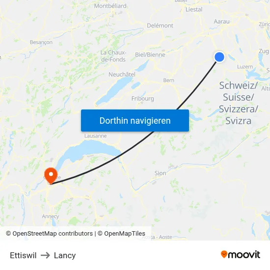 Ettiswil to Lancy map