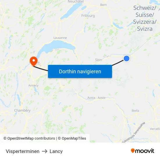 Visperterminen to Lancy map