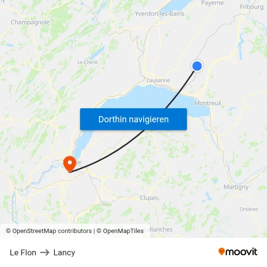 Le Flon to Lancy map