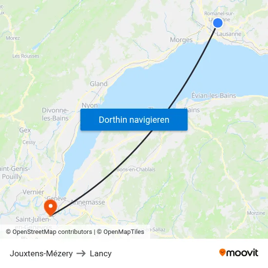 Jouxtens-Mézery to Lancy map