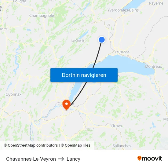 Chavannes-Le-Veyron to Lancy map