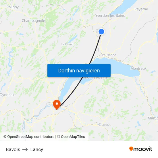 Bavois to Lancy map
