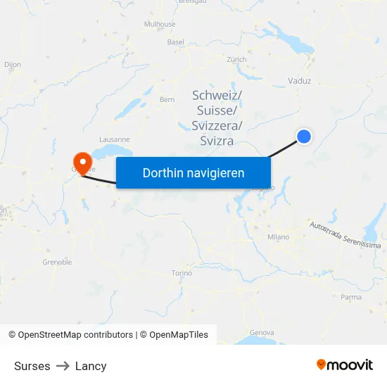 Surses to Lancy map