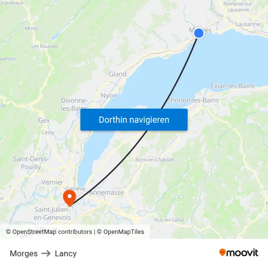 Morges to Lancy map