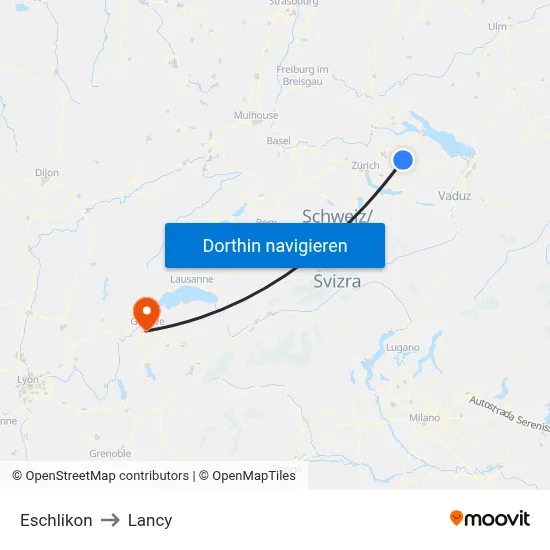 Eschlikon to Lancy map