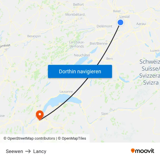 Seewen to Lancy map