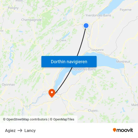 Agiez to Lancy map
