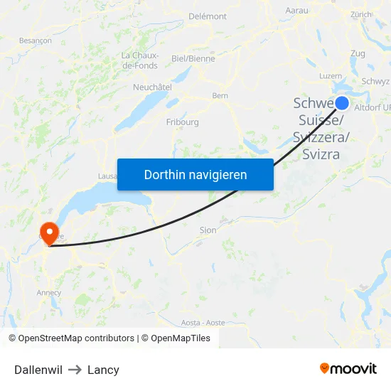 Dallenwil to Lancy map