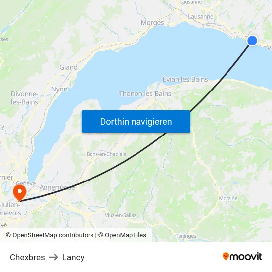 Chexbres to Lancy map