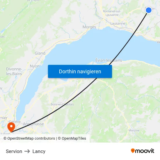 Servion to Lancy map