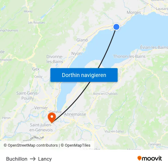 Buchillon to Lancy map