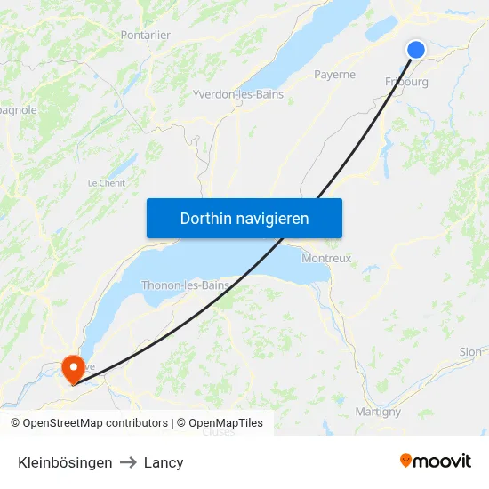 Kleinbösingen to Lancy map