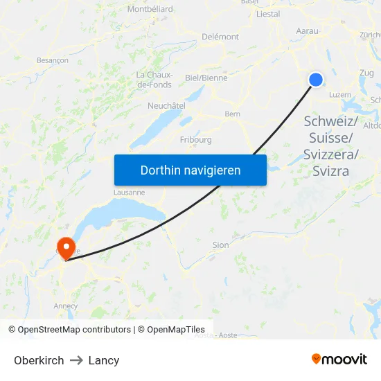 Oberkirch to Lancy map