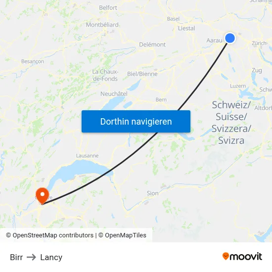 Birr to Lancy map