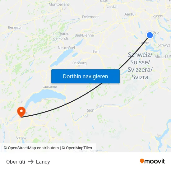 Oberrüti to Lancy map