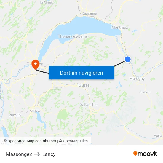 Massongex to Lancy map