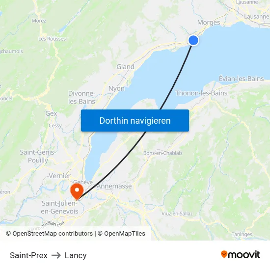 Saint-Prex to Lancy map