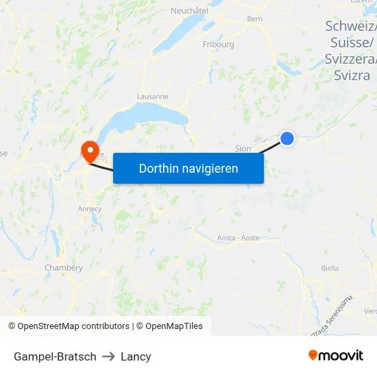 Gampel-Bratsch to Lancy map