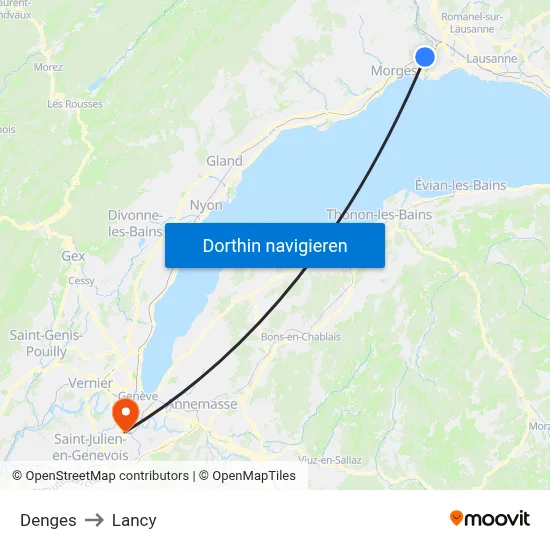Denges to Lancy map