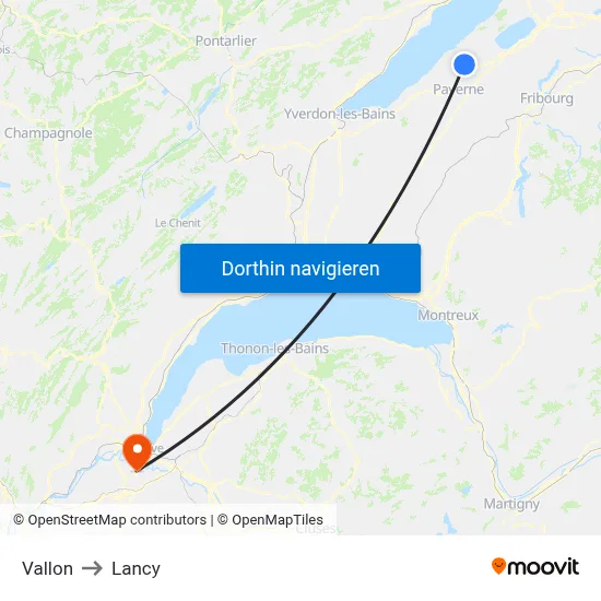 Vallon to Lancy map