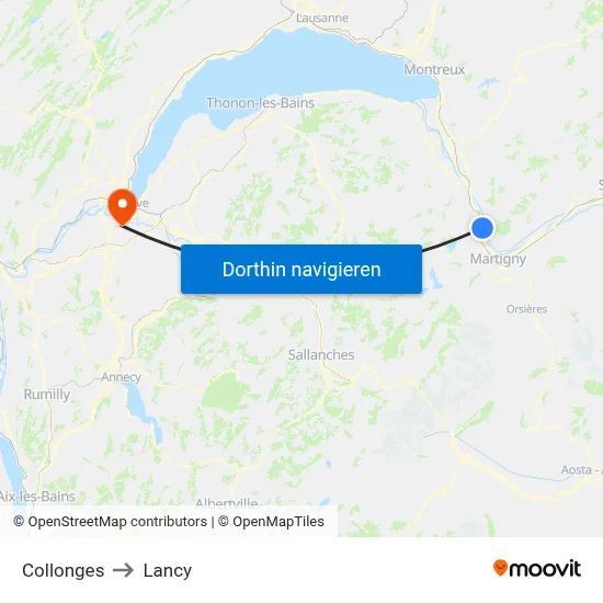 Collonges to Lancy map