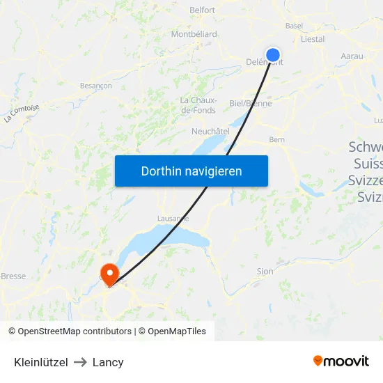 Kleinlützel to Lancy map