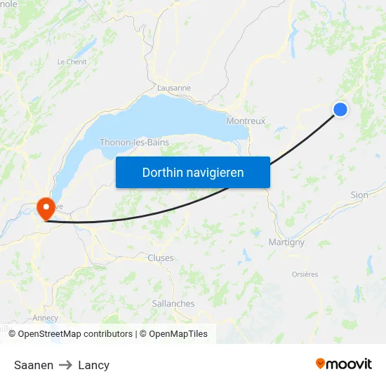 Saanen to Lancy map