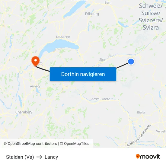 Stalden (Vs) to Lancy map