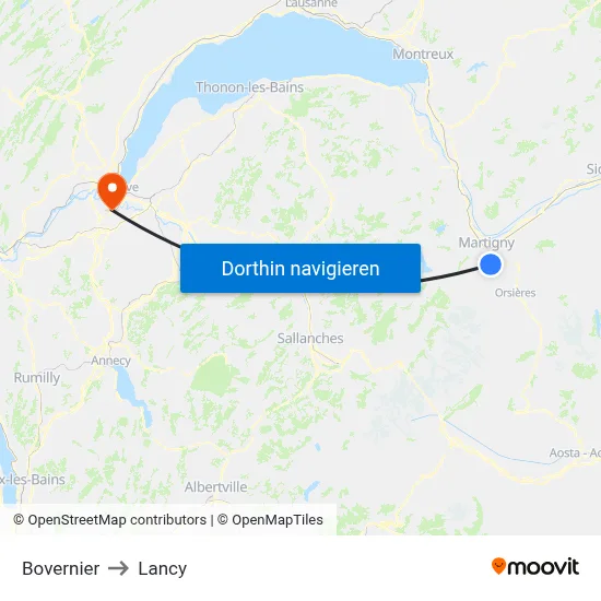 Bovernier to Lancy map