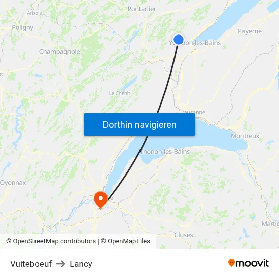 Vuiteboeuf to Lancy map