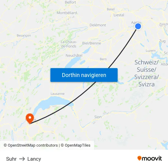Suhr to Lancy map