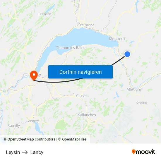 Leysin to Lancy map