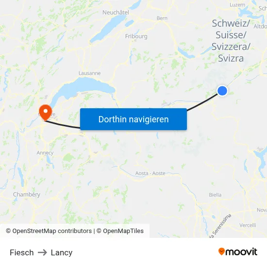 Fiesch to Lancy map