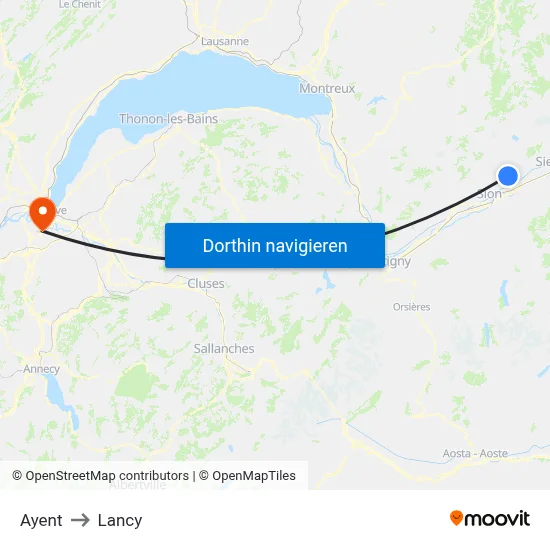 Ayent to Lancy map