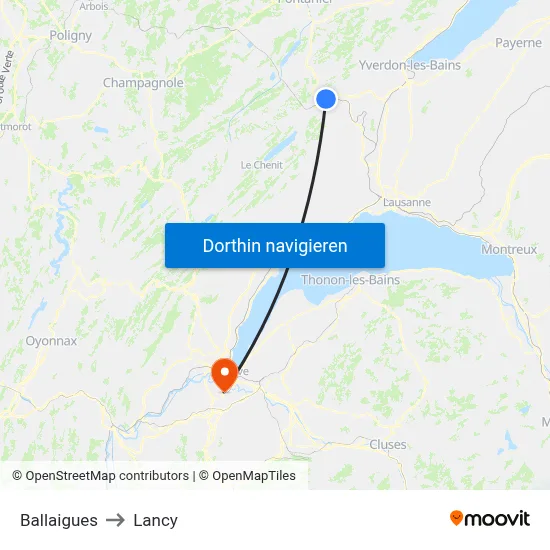 Ballaigues to Lancy map