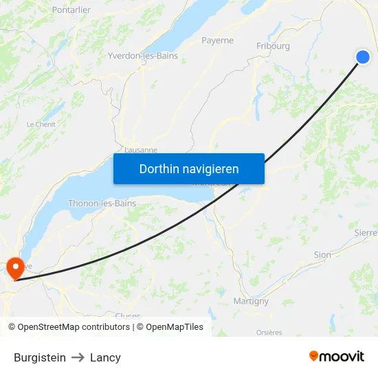 Burgistein to Lancy map