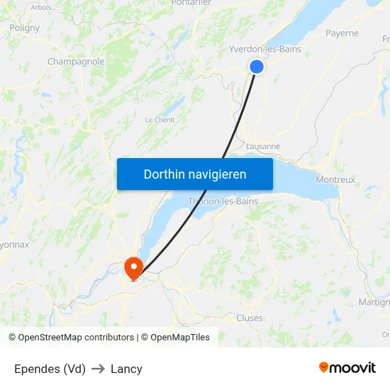 Ependes (Vd) to Lancy map