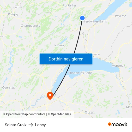 Sainte-Croix to Lancy map